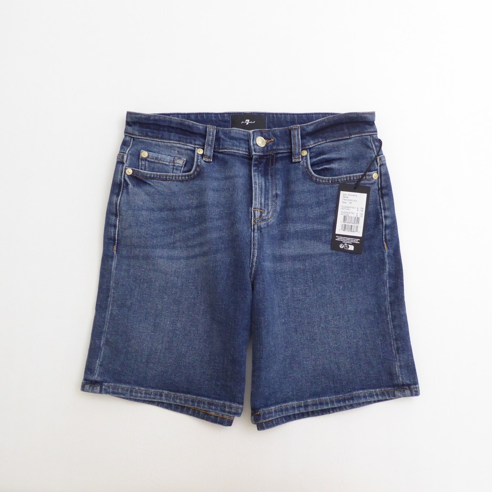 7 For All Mankind Womens Boy Shorts Blue Beida Denim Size 26